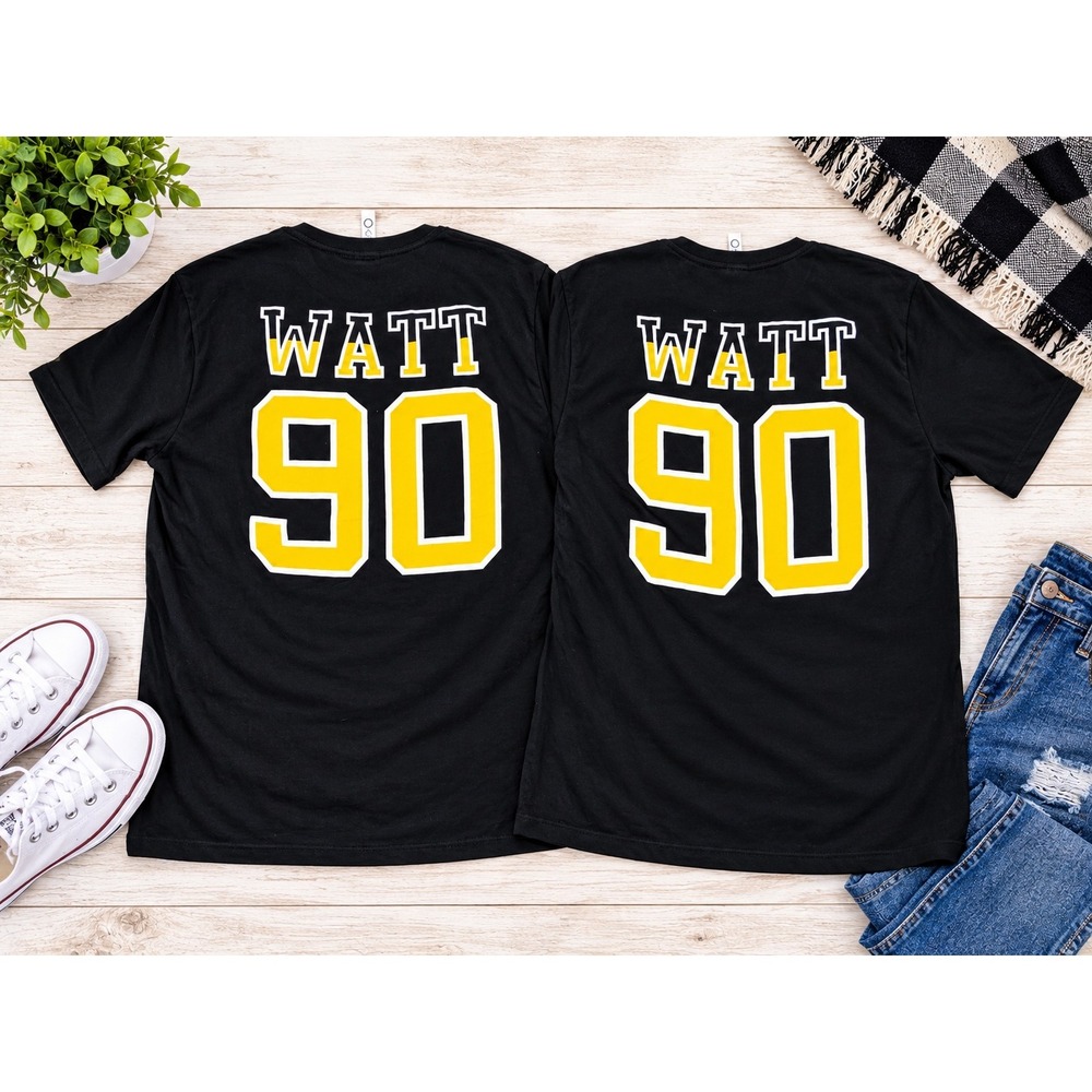 #90 TJ Watt Pittsburgh Steelers Football Graphic T-Shirt Black Size XL Lot of 2